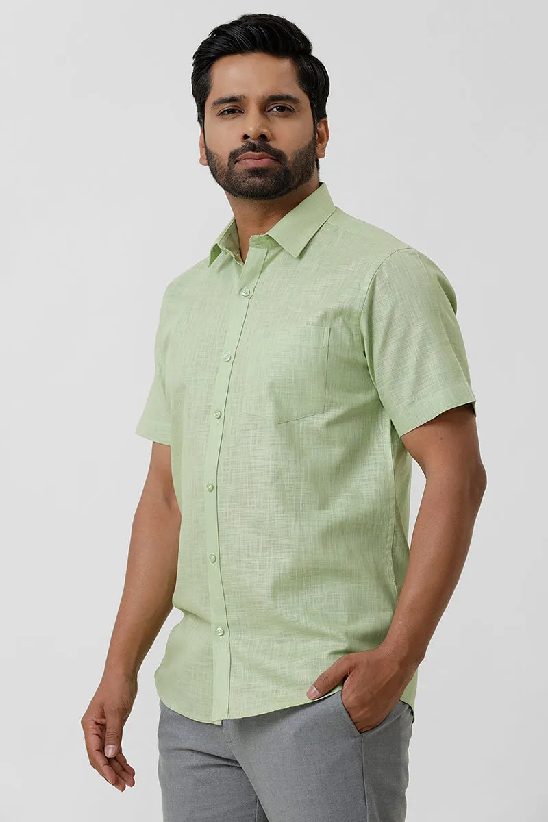 Indo Cotton - Pale Green Formal Shirts For Men | Ariser