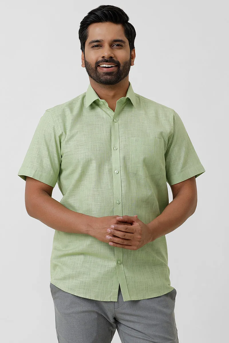Indo Cotton - Pale Green Formal Shirts For Men | Ariser