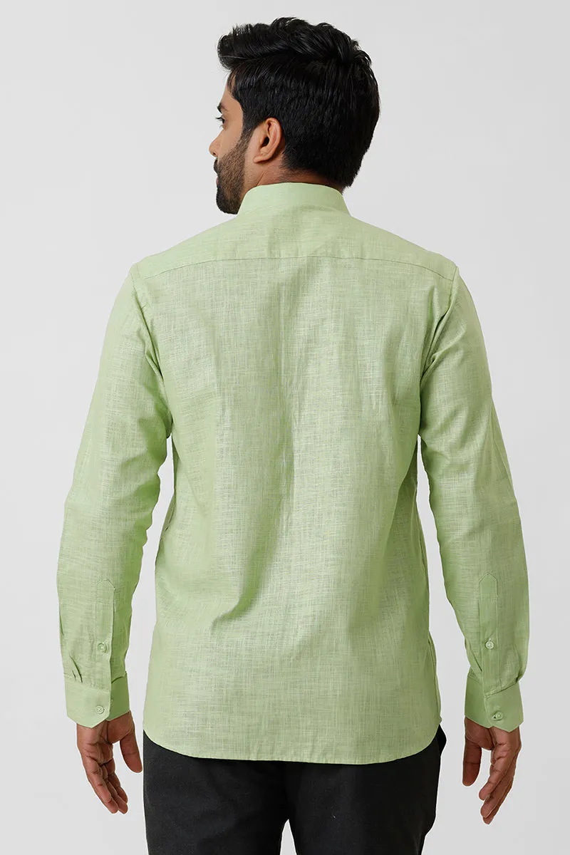 Indo Cotton - Pale Green Formal Shirts For Men | Ariser