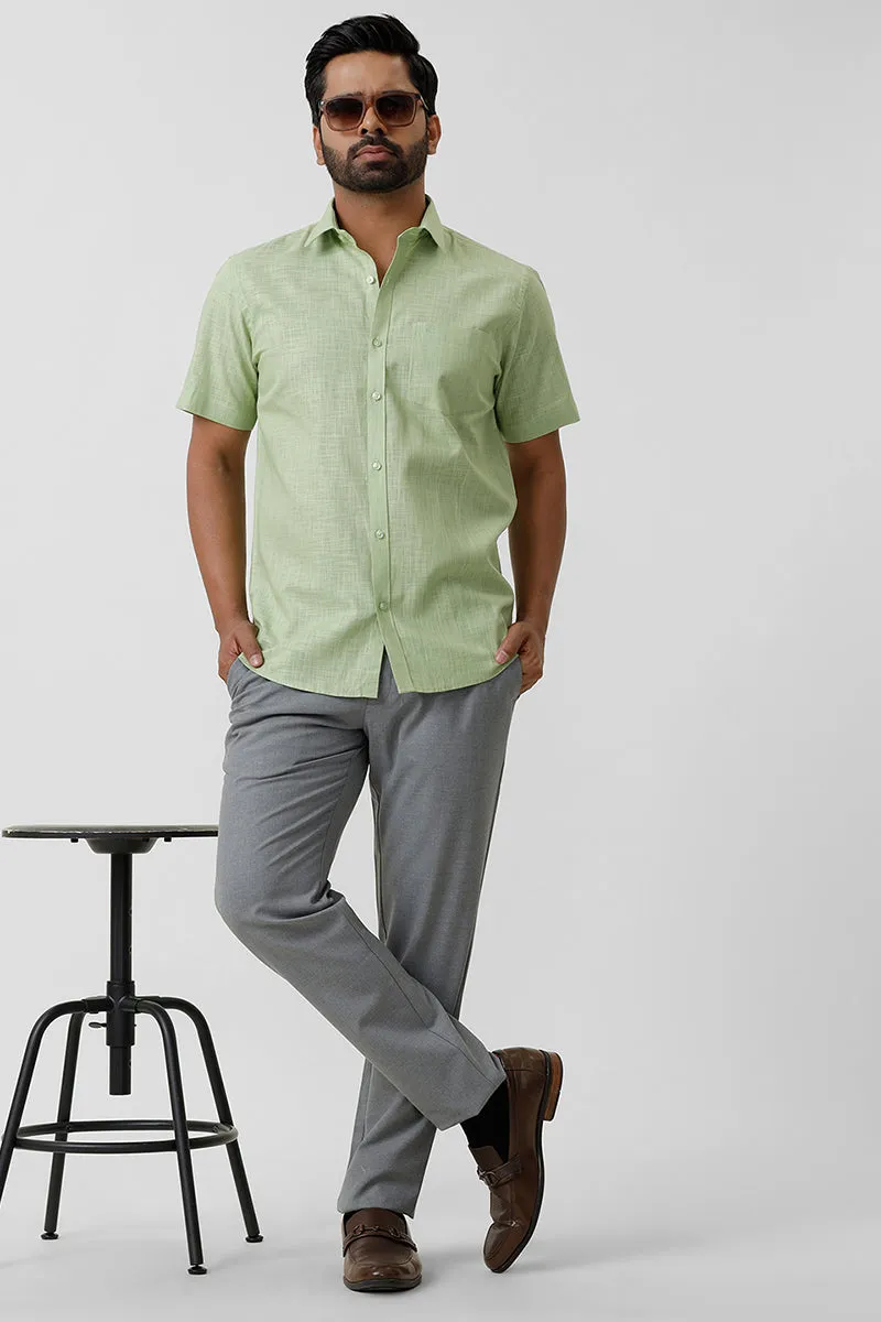 Indo Cotton - Pale Green Formal Shirts For Men | Ariser