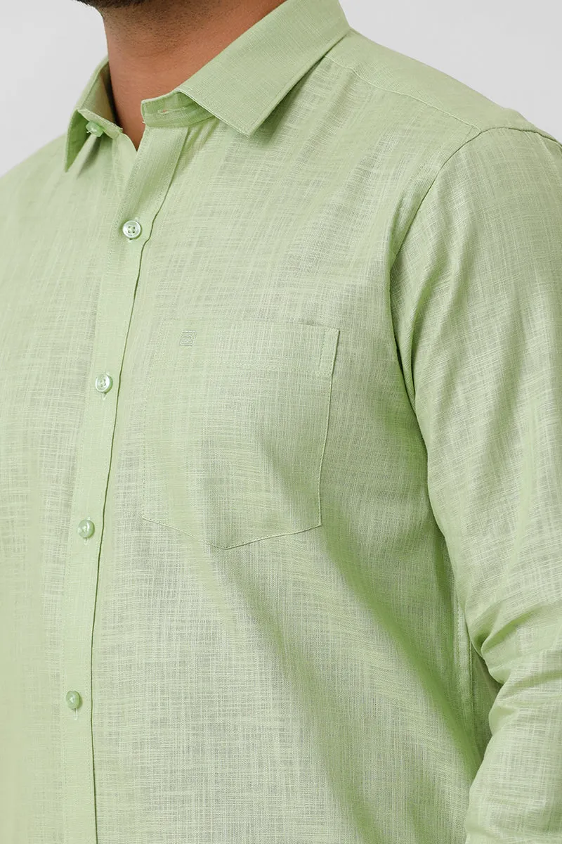 Indo Cotton - Pale Green Formal Shirts For Men | Ariser