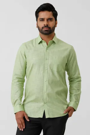 Indo Cotton - Pale Green Formal Shirts For Men | Ariser
