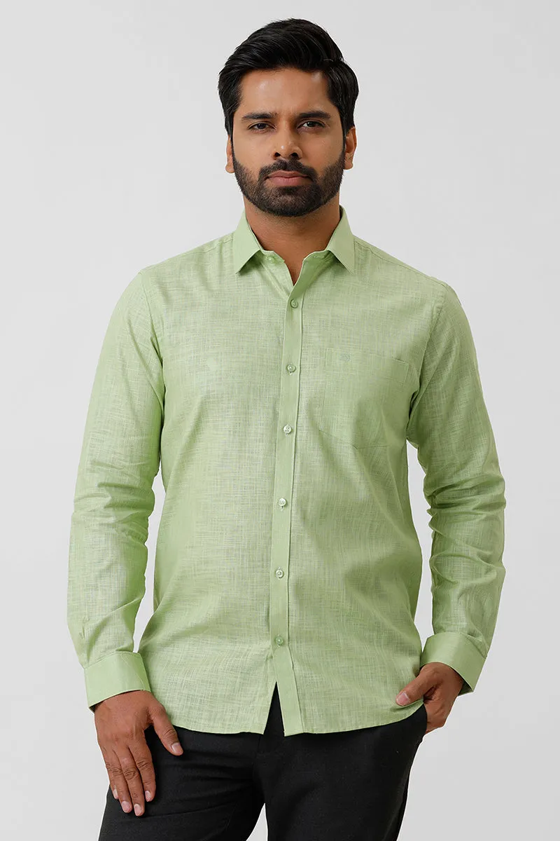 Indo Cotton - Pale Green Formal Shirts For Men | Ariser