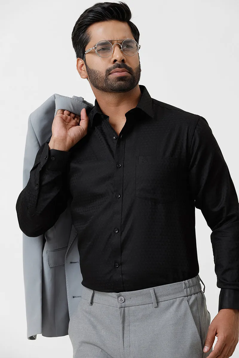 Italian Dobby - Black Diamond Pattern Formal Shirts For Men | Ariser