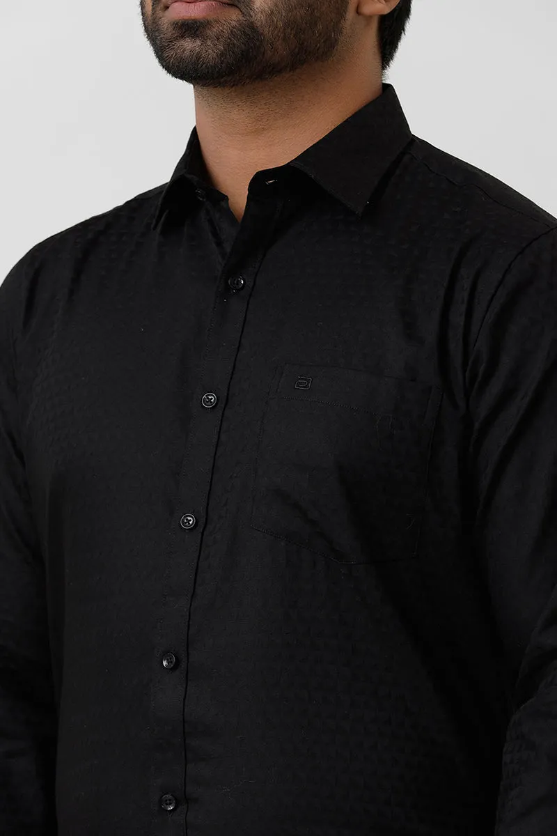 Italian Dobby - Black Diamond Pattern Formal Shirts For Men | Ariser