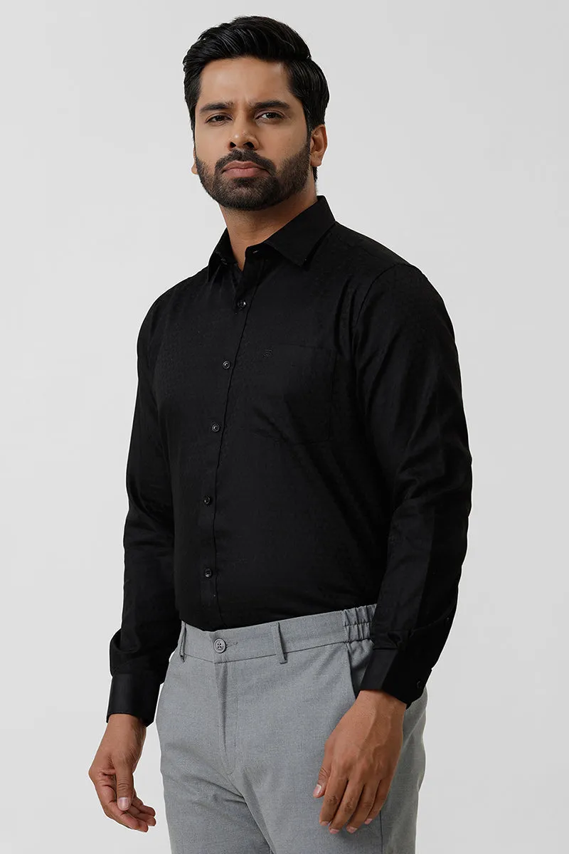 Italian Dobby - Black Diamond Pattern Formal Shirts For Men | Ariser