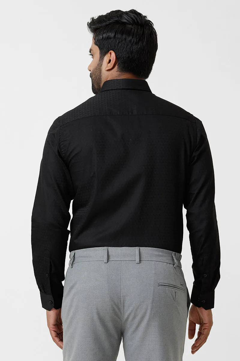 Italian Dobby - Black Diamond Pattern Formal Shirts For Men | Ariser