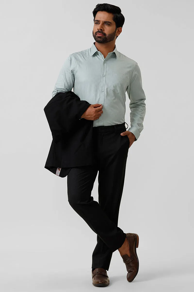 Italian Dobby - Teal Green Embossed Line Formal Shirts For Men | Ariser