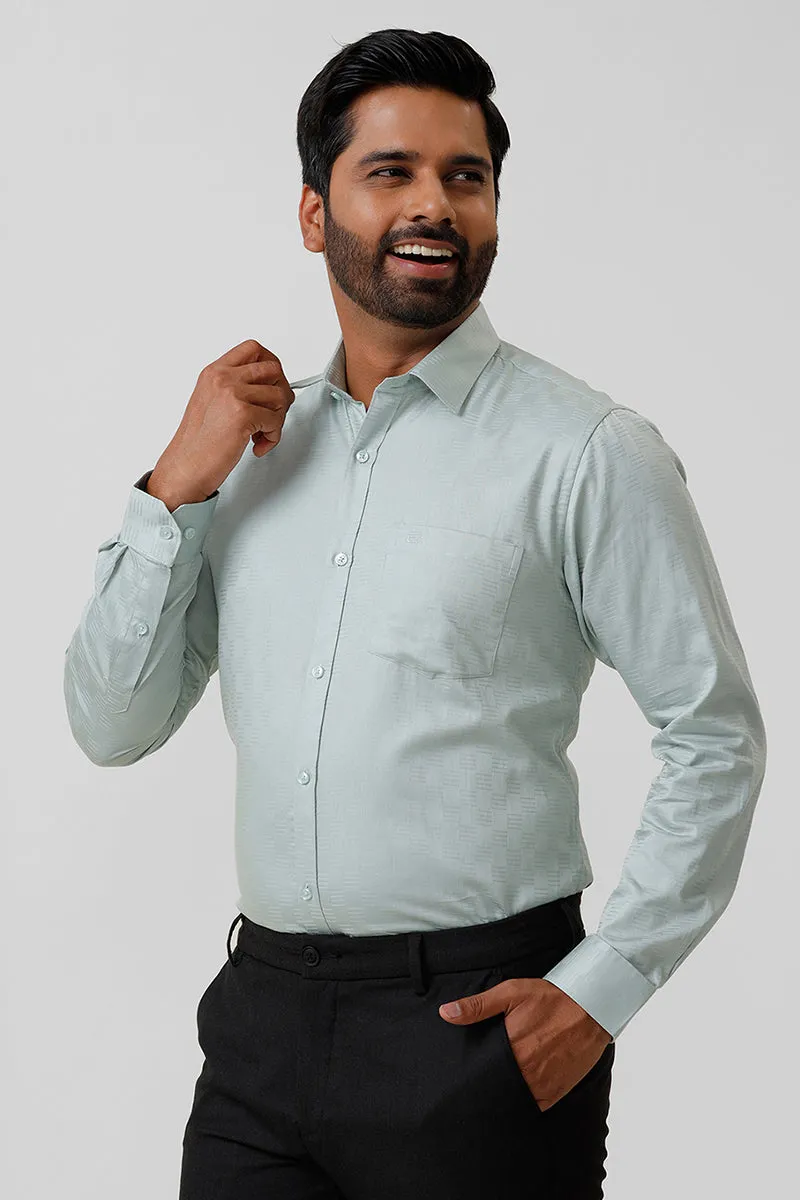 Italian Dobby - Teal Green Embossed Line Formal Shirts For Men | Ariser