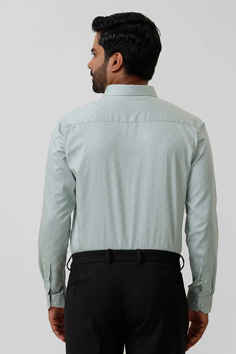 Italian Dobby - Teal Green Embossed Line Formal Shirts For Men | Ariser