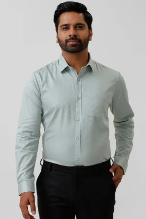 Italian Dobby - Teal Green Embossed Line Formal Shirts For Men | Ariser