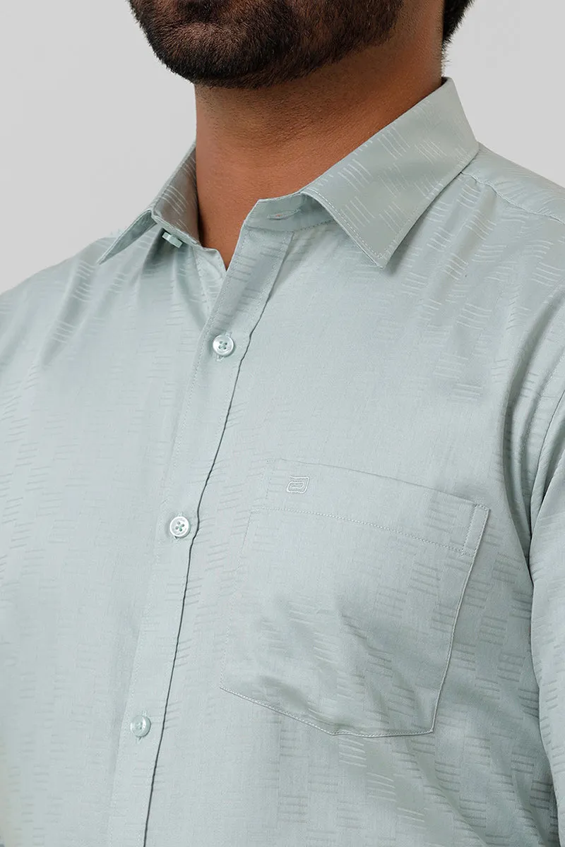Italian Dobby - Teal Green Embossed Line Formal Shirts For Men | Ariser