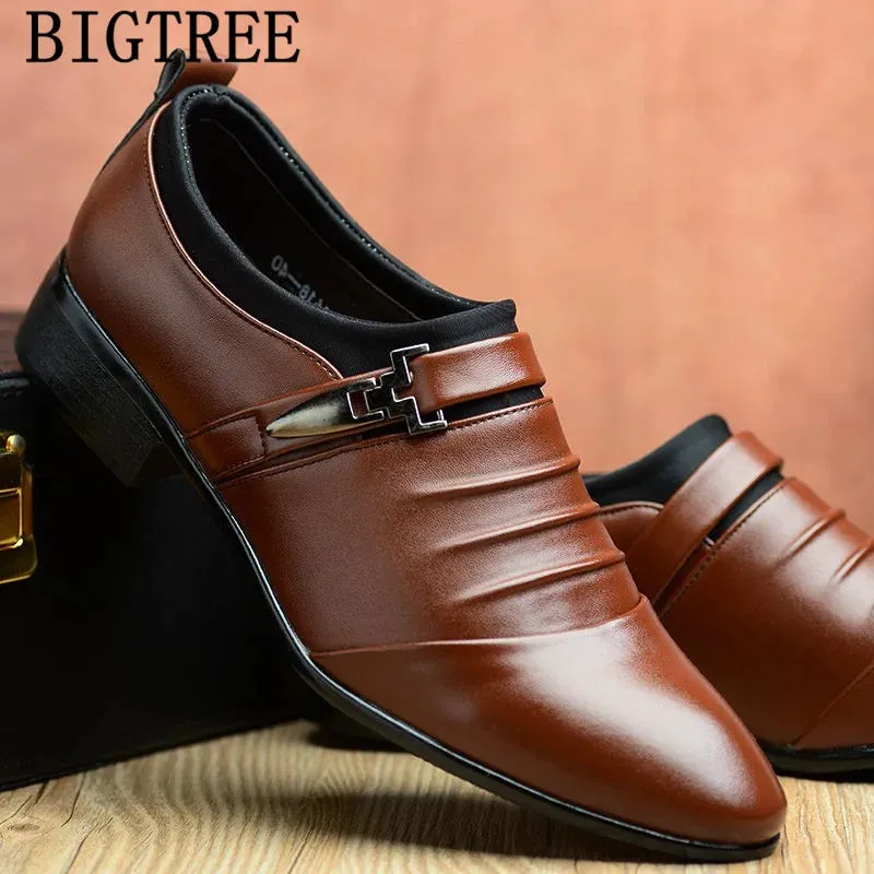 Italian Fashion Elegant Oxford Shoes For Mens Shoes Large Sizes Men Formal Shoes Leather Men Dress Loafers Man Slip On Masculino
