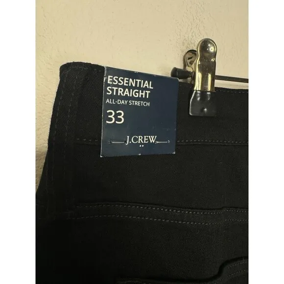 J. Crew Size 33 Essential Straight Jean in All Day Stretch Black Slim Fit Denim
