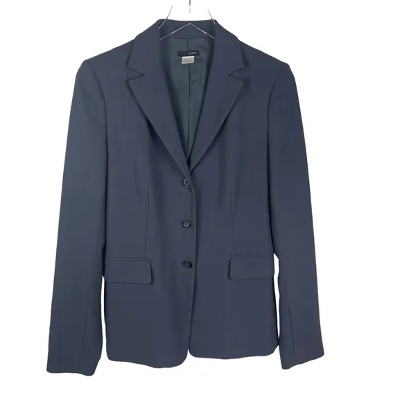 J. Crew Women’s Wool Grey Classic Three Button Jacket Blazer Career Coat Size T8
