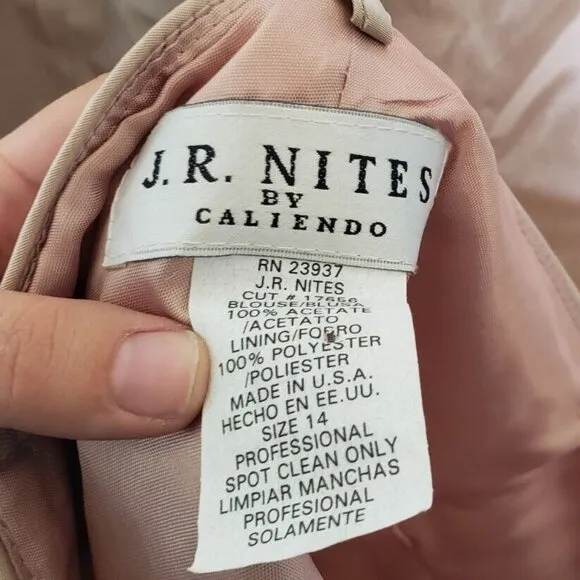 J. R. Nites Caliendo Women 14 Formal 2 Pc Outfit Crop Long Skirt Pink Sleeveless