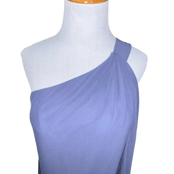 JJ's House Dress Women Size 6‎ Purple Stormy One Shoulder Chiffon  Sheath Dress