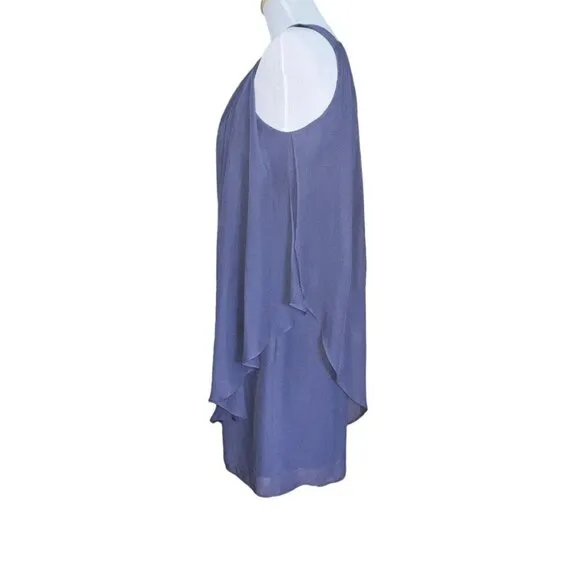 JJ's House Dress Women Size 6‎ Purple Stormy One Shoulder Chiffon  Sheath Dress