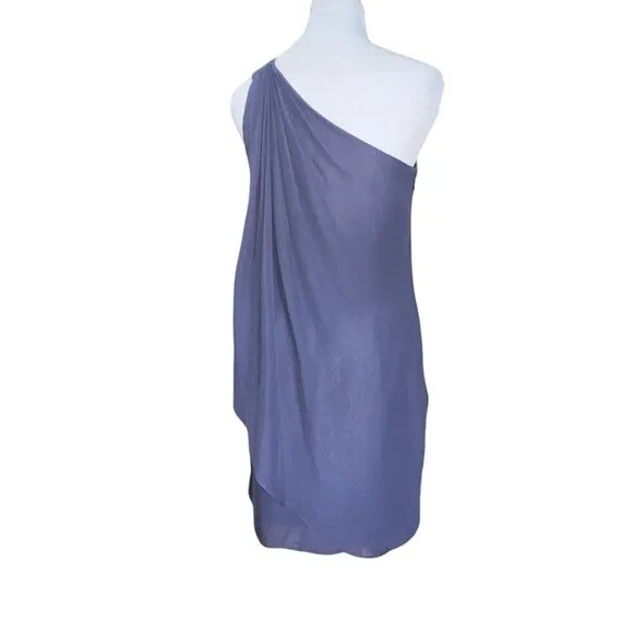 JJ's House Dress Women Size 6‎ Purple Stormy One Shoulder Chiffon  Sheath Dress