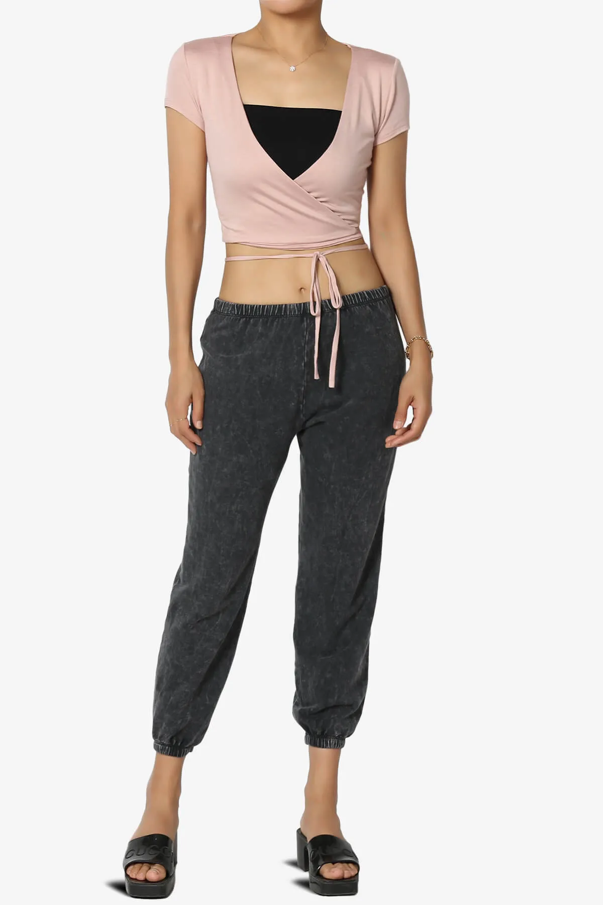 Joanie Deep V-Neck Wrap Crop Top