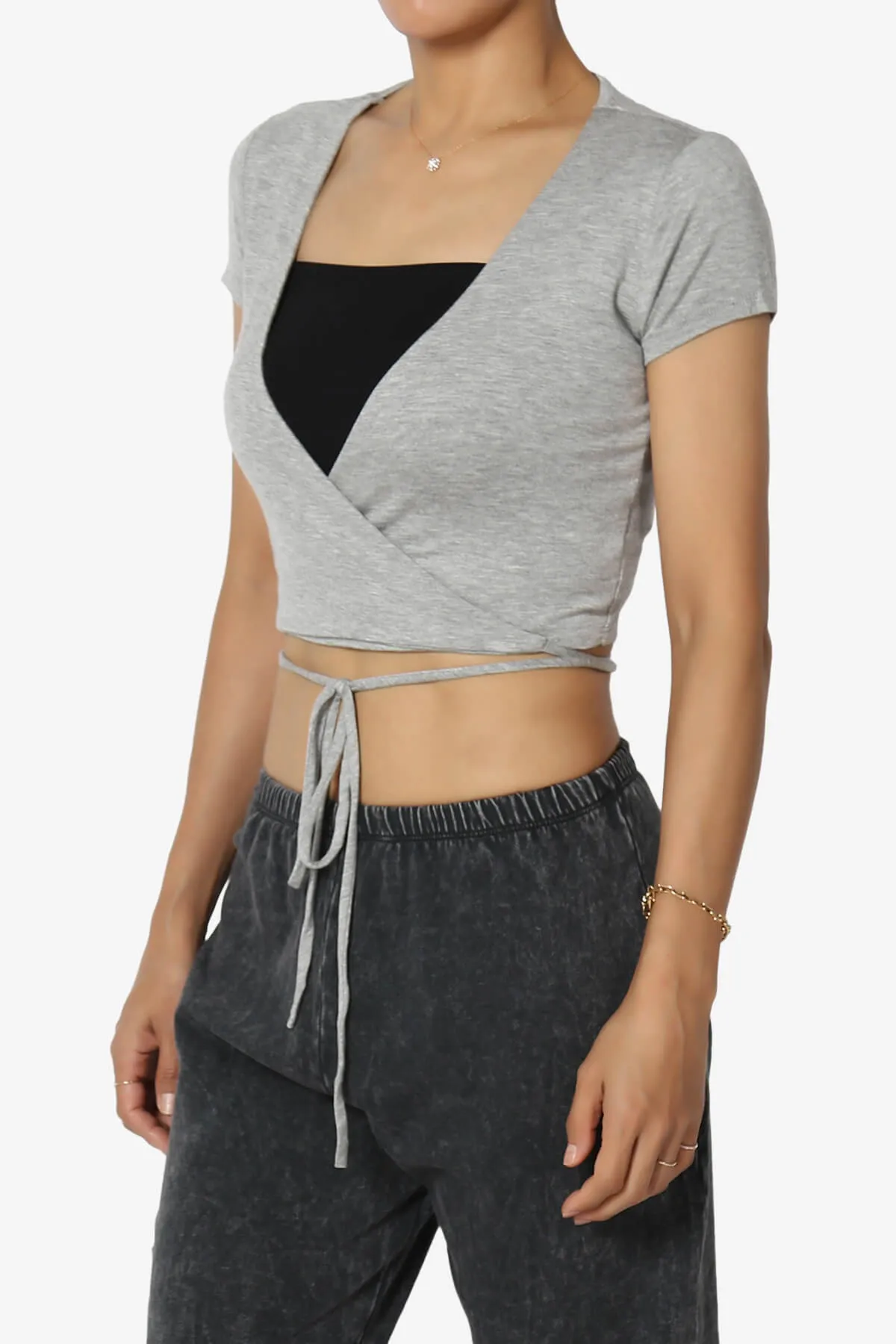 Joanie Deep V-Neck Wrap Crop Top