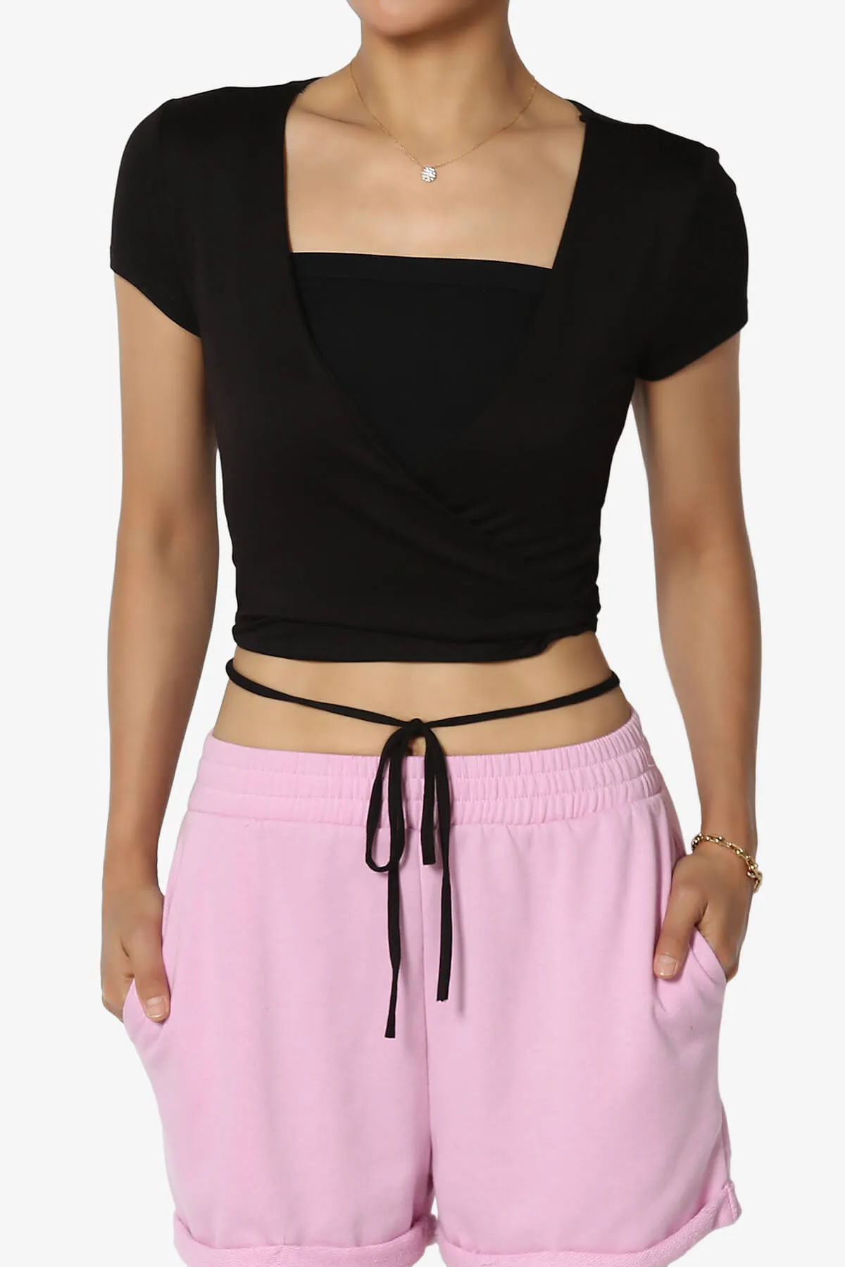 Joanie Deep V-Neck Wrap Crop Top