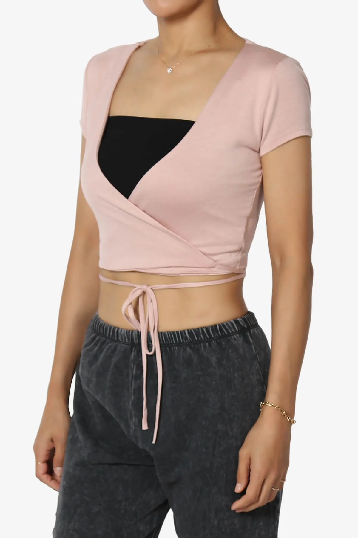 Joanie Deep V-Neck Wrap Crop Top