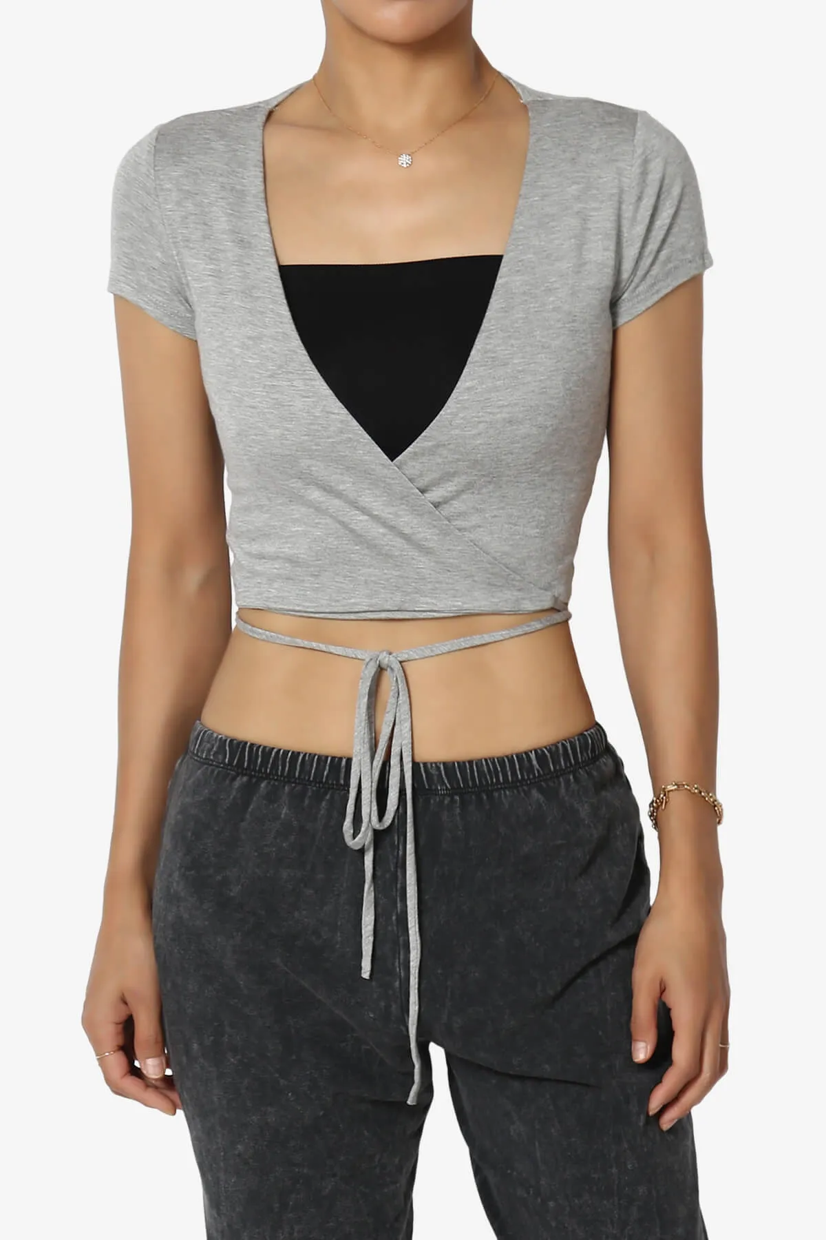 Joanie Deep V-Neck Wrap Crop Top
