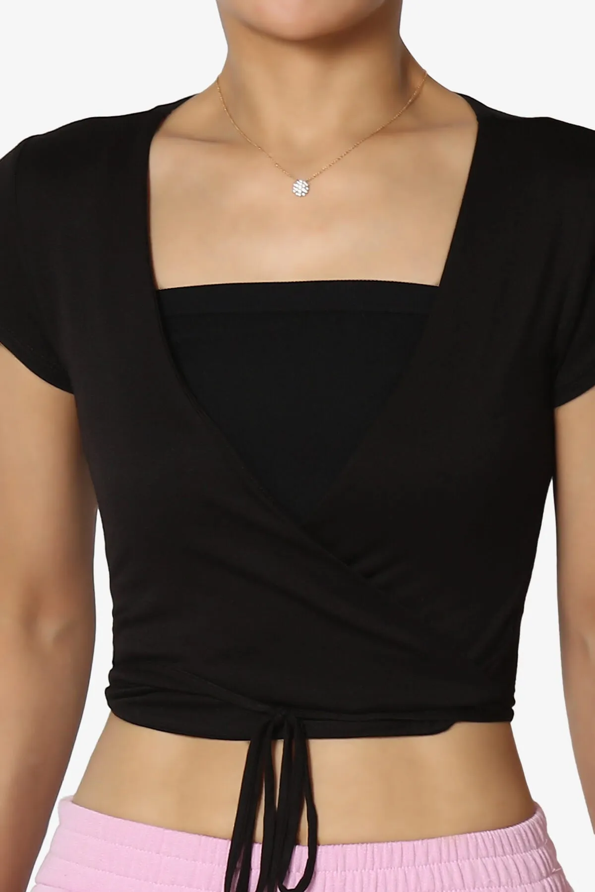 Joanie Deep V-Neck Wrap Crop Top