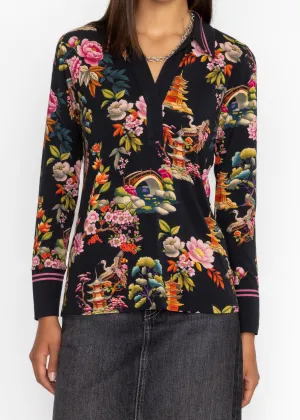 Johnny Was Janie Favorite Split Front Collared Henley Soundbath