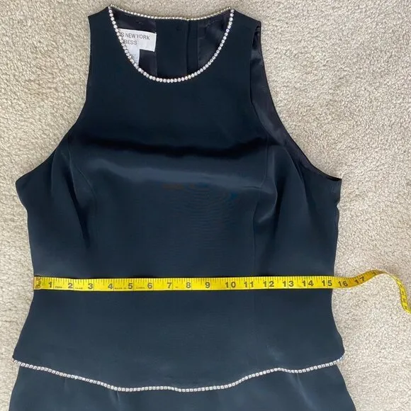 Jones New York Dress Womens Sleeveless Formal Rhinestone Midi Dress Size 8 Black