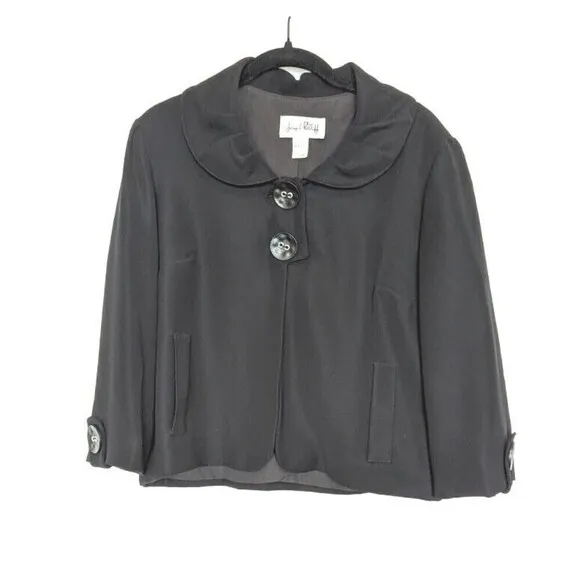 JOSEPH RIBKOFF Blazer Womens Size 10 Black Cropped Swing Jacket Office Neutral