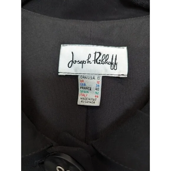 JOSEPH RIBKOFF Blazer Womens Size 10 Black Cropped Swing Jacket Office Neutral