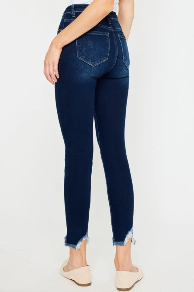 Kancan High Rise Frayed Ankle Skinny Jeans