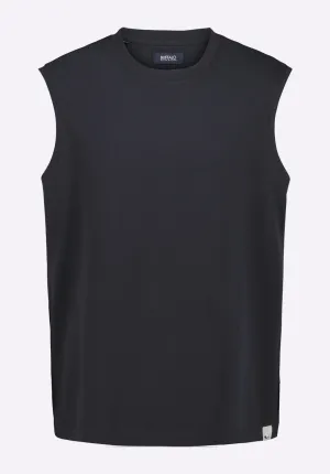 Kingster Men's Sleeveless Crew Neck Relaxed Fit Jersey Tank Top, Black - BM24601