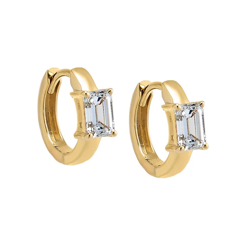 Lab Grown Diamond Baguette Huggie Earring 14K