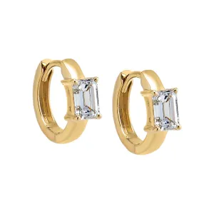 Lab Grown Diamond Baguette Huggie Earring 14K