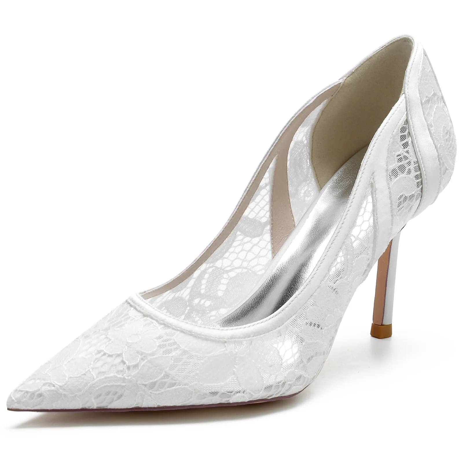 Lace Heels Ladies Bridal Party Pumps Formal Dress Shoes