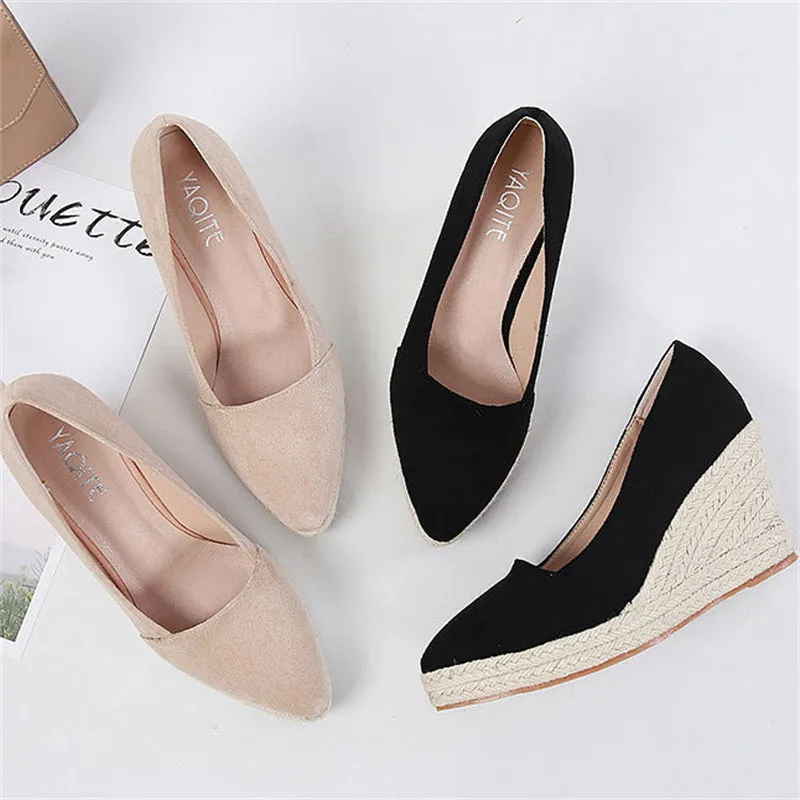 Ladies Classy Commuting Pointy Toe Wedge Platform Pumps