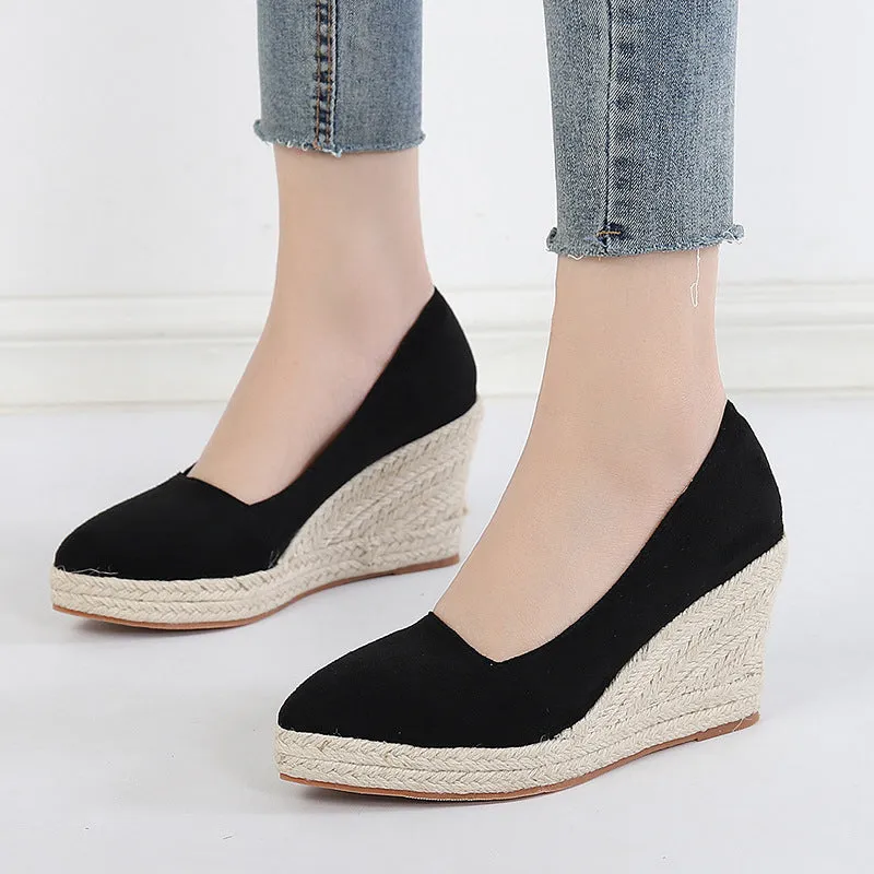 Ladies Classy Commuting Pointy Toe Wedge Platform Pumps