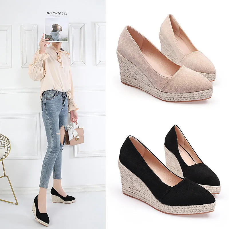 Ladies Classy Commuting Pointy Toe Wedge Platform Pumps