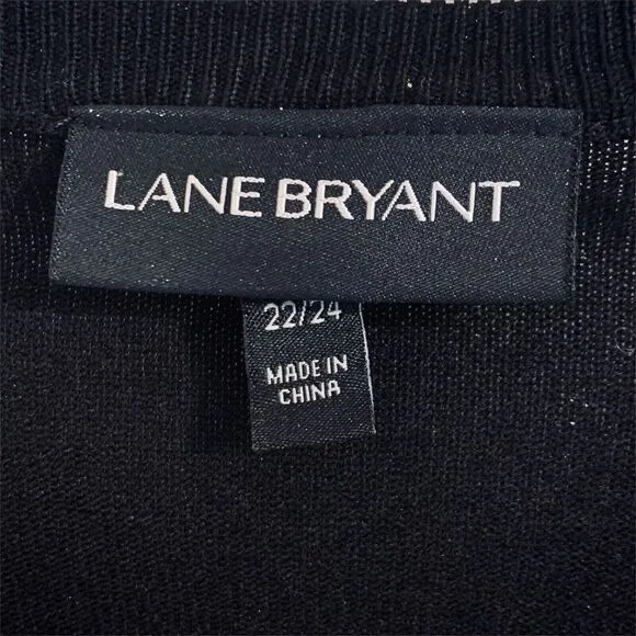Lane Bryant Black Cardigan Sweater Crystals Beads Pearls Plus Size 22/24 3X 3XL