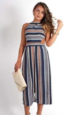 Lauren Blue/Orange Aztec Stripe Jumpsuit