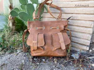 Leather Backpack Rucksack, Leather Travel Bag, Handmade Leather Backpack, Leather Bag