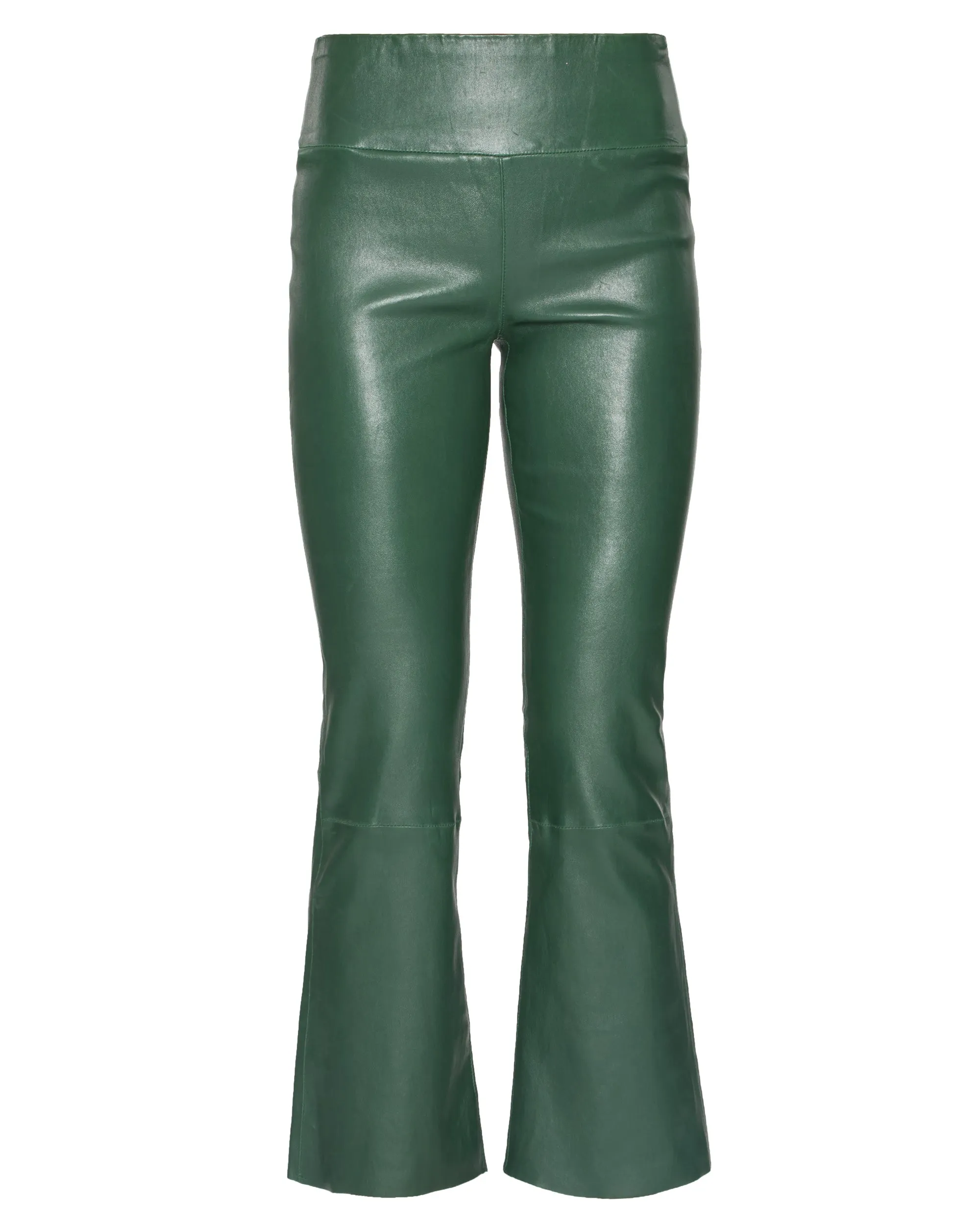 Leather Crop Flare Legging in Ivy