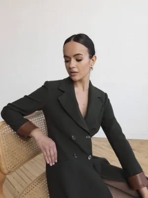 Leather Cuff Olivia Blazer Olive