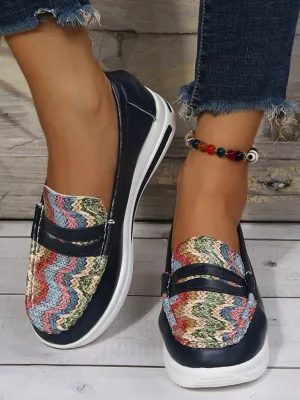 Lightweight Crocodile Print Colorblock Shoes