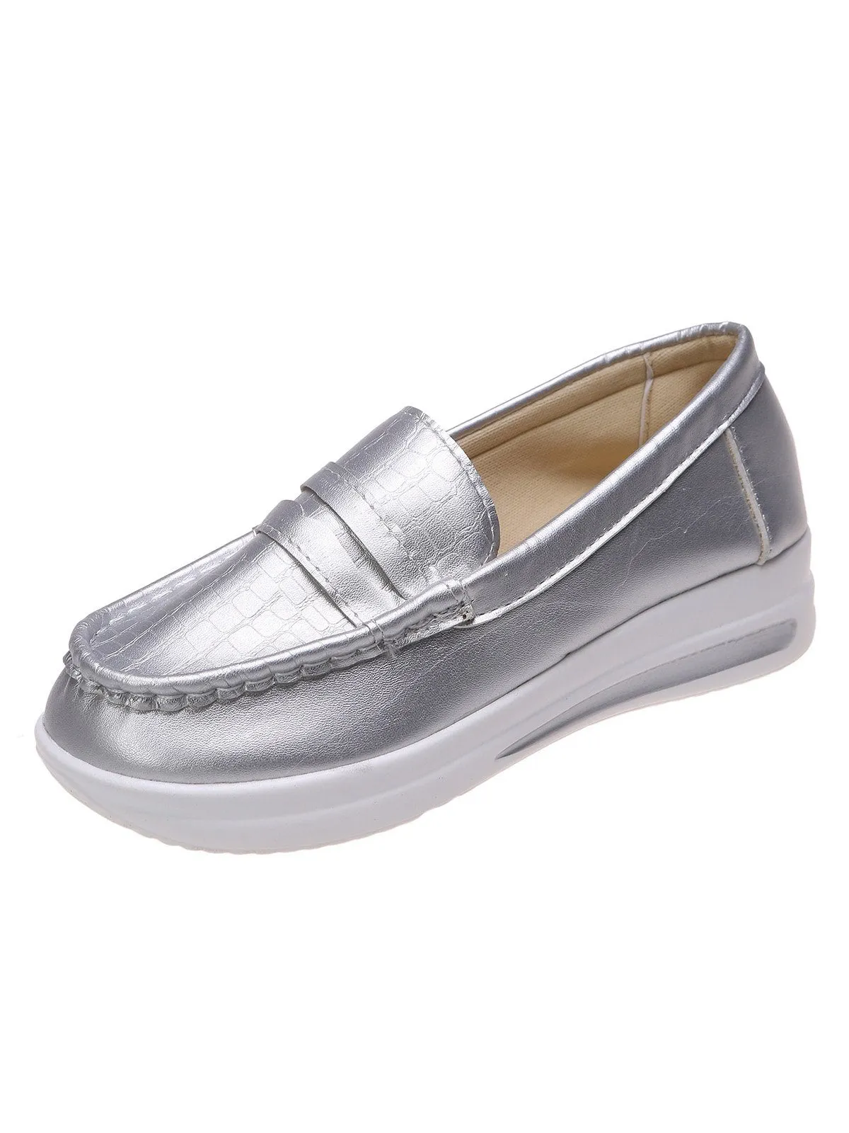 Lightweight Crocodile Print Colorblock Shoes