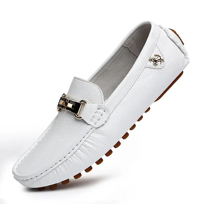 Loafers Handmade PU Leather – Casual Driving Flats, Slip-on Shoes, Luxury Comfy Moccasins, White Loafers for Men