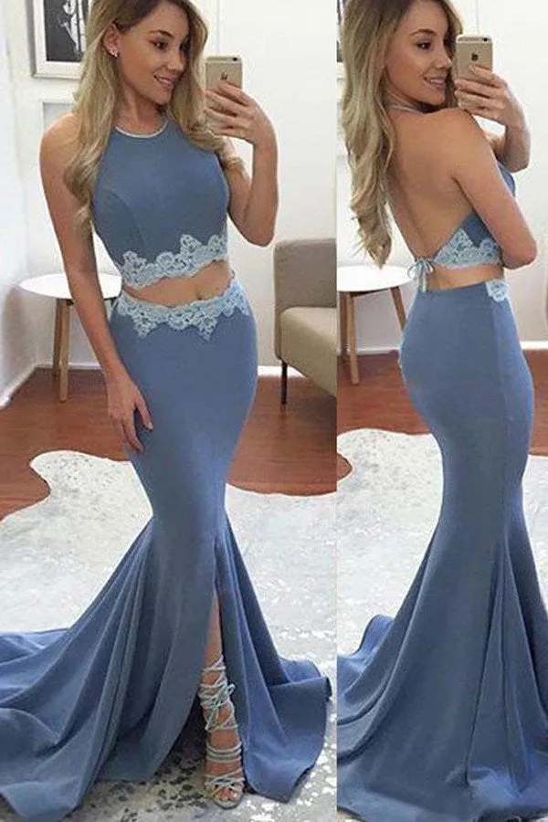 Long Sweep Train Prom Dress With Split Front Lavender Evening Dress SD300